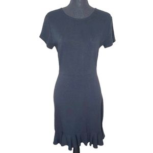 Alya Black Short Sleeve Ruffle Hem Dress Size Medium
